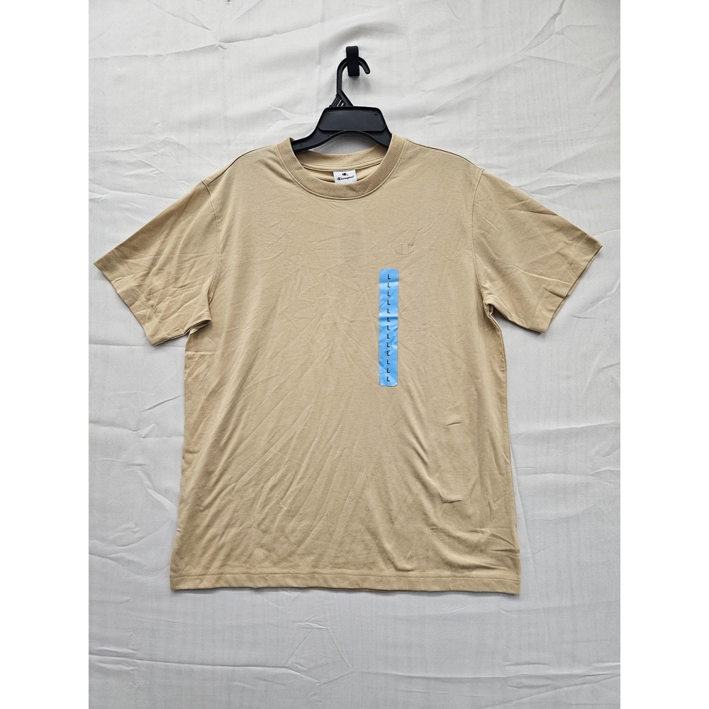 Champion Mens Short Sleeve T-Shirt Tan‎ Khaki Recycled Blend Crew Neck Large NEW